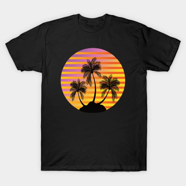 Palm Tree and Sun Tropical Vibe T-Shirt by CoastalDesignStudios